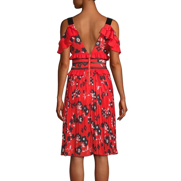 Haute Rogue Cold Shoulder Floral Midi Dress NWT - Picture 9 of 10